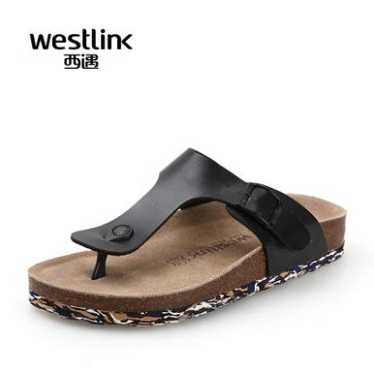 Westlink/西遇2015夏季新款人字夹趾迷彩底软木拖沙滩凉拖鞋男鞋
